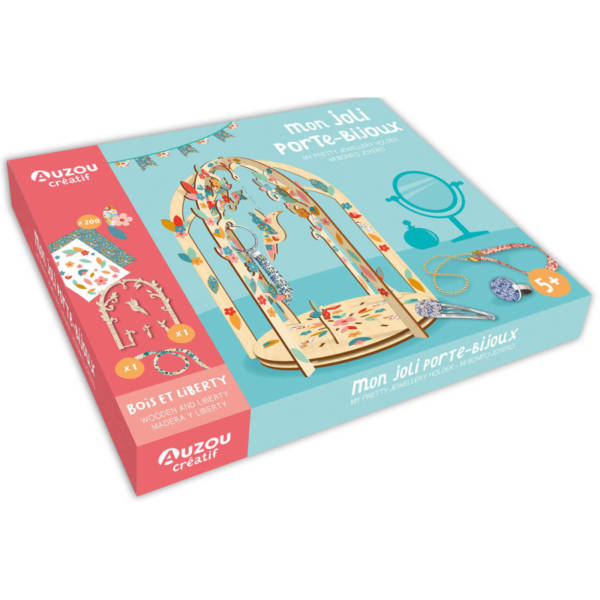 Mon porte-bijoux : bois et liberty