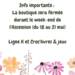 ! La boutique sera fermée durant le week-end de l’Ascension !