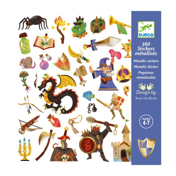 160 Stickers métallisés : Médieval fantastique