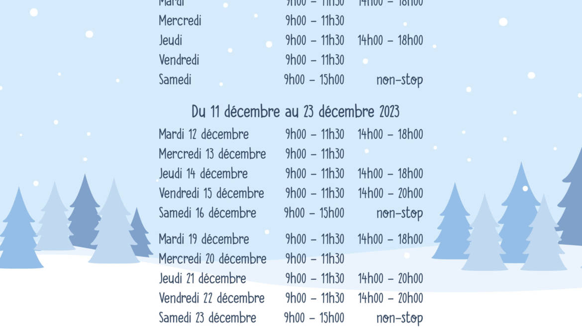 Horaire spécial Noël