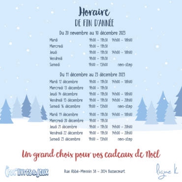 Horaire spécial Noël