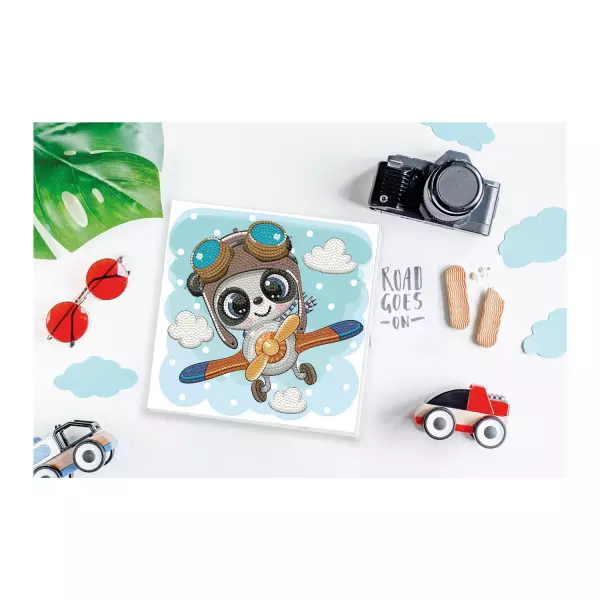 Panda en avion : Diamond Dotting Kit – Image 2
