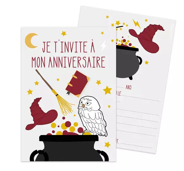 8 cartes d'invitations Sorcier