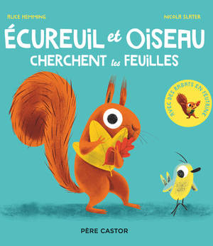 Ecureuil et oiseau cherchent les feuilles