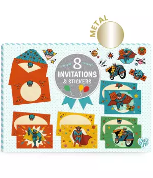 8 cartes d'invitations super-héros