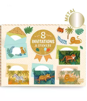 Set de cartes d'invitation Animaux de la jungle