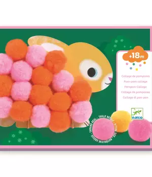 Collage de pompoms : Animaux et ronds pompoms