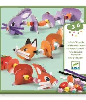 Enfilage fil chenille : animaux mignons