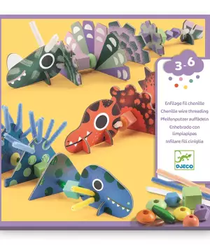 Enfilage fil chenille : Terribles dinos